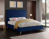 Jasmine Contemporary Velvet Bed with Chic Metal Legs - Stylish Minimalist Design for Modern Homes