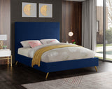 Jasmine Contemporary Velvet Bed with Chic Metal Legs - Stylish Minimalist Design for Modern Homes