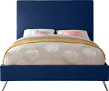 Jasmine Contemporary Velvet Bed with Chic Metal Legs - Stylish Minimalist Design for Modern Homes