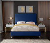 Jasmine Contemporary Velvet Bed with Chic Metal Legs - Stylish Minimalist Design for Modern Homes
