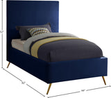 Jasmine Contemporary Velvet Bed with Chic Metal Legs - Stylish Minimalist Design for Modern Homes