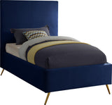 Jasmine Contemporary Velvet Bed with Chic Metal Legs - Stylish Minimalist Design for Modern Homes