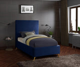 Jasmine Contemporary Velvet Bed with Chic Metal Legs - Stylish Minimalist Design for Modern Homes