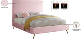 Jasmine Contemporary Velvet Bed with Chic Metal Legs - Stylish Minimalist Design for Modern Homes