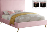 Jasmine Contemporary Velvet Bed with Chic Metal Legs - Stylish Minimalist Design for Modern Homes