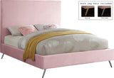 Jasmine Contemporary Velvet Bed with Chic Metal Legs - Stylish Minimalist Design for Modern Homes