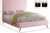 Jasmine Contemporary Velvet Bed with Chic Metal Legs - Stylish Minimalist Design for Modern Homes