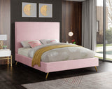 Jasmine Contemporary Velvet Bed with Chic Metal Legs - Stylish Minimalist Design for Modern Homes