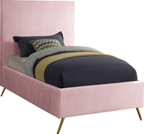 Jasmine Contemporary Velvet Bed with Chic Metal Legs - Stylish Minimalist Design for Modern Homes