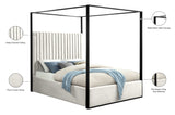 Jax Canopy Bed with Tufted Headboard and Matte Black Steel Frame - Elegant Contemporary Design