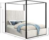 Jax Canopy Bed with Tufted Headboard and Matte Black Steel Frame - Elegant Contemporary Design