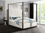 Jax Canopy Bed with Tufted Headboard and Matte Black Steel Frame - Elegant Contemporary Design