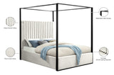 Jax Canopy Bed with Tufted Headboard and Matte Black Steel Frame - Elegant Contemporary Design