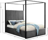 Jax Canopy Bed with Tufted Headboard and Matte Black Steel Frame - Elegant Contemporary Design
