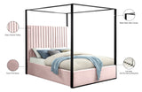 Jax Canopy Bed with Tufted Headboard and Matte Black Steel Frame - Elegant Contemporary Design