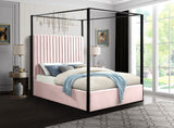 Jax Canopy Bed with Tufted Headboard and Matte Black Steel Frame - Elegant Contemporary Design
