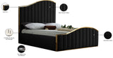 Jolie Contemporary Bed with Polished Gold Frame and Channel Tufting for Luxurious Bedroom Style