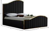 Jolie Contemporary Bed with Polished Gold Frame and Channel Tufting for Luxurious Bedroom Style
