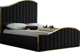 Jolie Contemporary Bed with Polished Gold Frame and Channel Tufting for Luxurious Bedroom Style