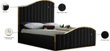 Jolie Contemporary Bed with Polished Gold Frame and Channel Tufting for Luxurious Bedroom Style
