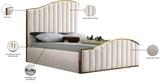Jolie Contemporary Bed with Polished Gold Frame and Channel Tufting for Luxurious Bedroom Style