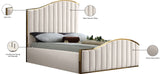 Jolie Contemporary Bed with Polished Gold Frame and Channel Tufting for Luxurious Bedroom Style