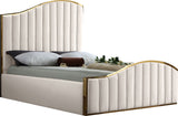 Jolie Contemporary Bed with Polished Gold Frame and Channel Tufting for Luxurious Bedroom Style