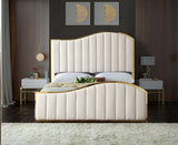 Jolie Contemporary Bed with Polished Gold Frame and Channel Tufting for Luxurious Bedroom Style