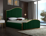 Jolie Contemporary Bed with Polished Gold Frame and Channel Tufting for Luxurious Bedroom Style