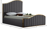 Jolie Contemporary Bed with Polished Gold Frame and Channel Tufting for Luxurious Bedroom Style