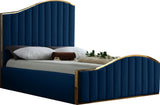 Jolie Contemporary Bed with Polished Gold Frame and Channel Tufting for Luxurious Bedroom Style