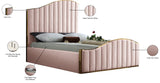 Jolie Contemporary Bed with Polished Gold Frame and Channel Tufting for Luxurious Bedroom Style
