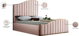 Jolie Contemporary Bed with Polished Gold Frame and Channel Tufting for Luxurious Bedroom Style