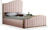 Jolie Contemporary Bed with Polished Gold Frame and Channel Tufting for Luxurious Bedroom Style
