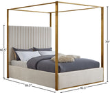 Jones Velvet Canopy Bed with Elegant Channel Tufting and Brushed Brass Frame for Luxurious Comfort