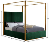 Jones Velvet Canopy Bed with Elegant Channel Tufting and Brushed Brass Frame for Luxurious Comfort