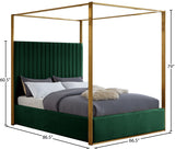 Jones Velvet Canopy Bed with Elegant Channel Tufting and Brushed Brass Frame for Luxurious Comfort