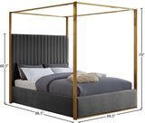 Jones Velvet Canopy Bed with Elegant Channel Tufting and Brushed Brass Frame for Luxurious Comfort