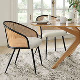 Jules Upholstered Rattan Dining Chair with Arms (Set of 2)