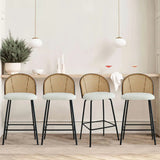 Jules 27.5" Modern Upholstered Rattan Counter Stool (Set of 4)