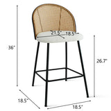 Jules 27.5" Modern Upholstered Rattan Counter Stool (Set of 4)
