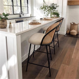 Jules 27.5" Modern Upholstered Rattan Counter Stool (Set of 4)