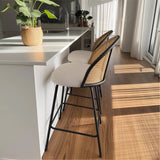 Jules 27.5" Modern Upholstered Rattan Counter Stool (Set of 4)