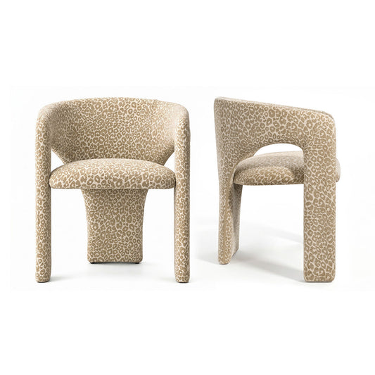 Khloe Modern Leopard Chair with Arms (Set of 2)