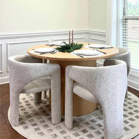 Khloe Modern Chenille Dining Chair with Arms (Set of 4)