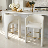 Khloe 24.5" Modern Gold Chenille Counter Stool with Arms (Set of 2)