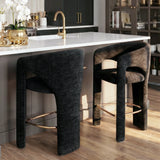 Khloe 24.5" Modern Gold Chenille Counter Stool with Arms (Set of 2)