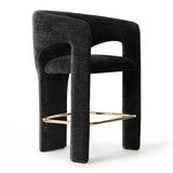 Khloe 24.5" Modern Gold Chenille Counter Stool with Arms (Set of 4)