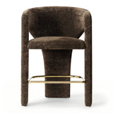 Khloe 24.5" Modern Gold Chenille Counter Stool with Arms (Set of 4)