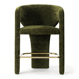 Khloe 24.5" Modern Gold Chenille Counter Stool with Arms (Set of 2)
